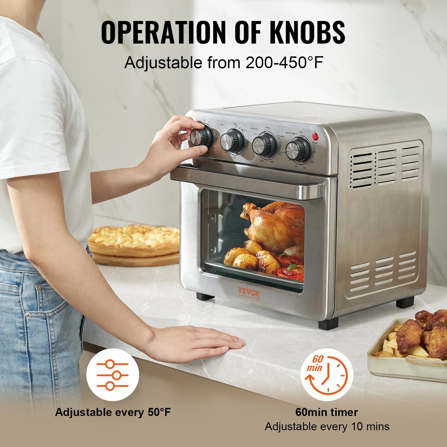 SucceBuy Air Fryer Toaster Oven Stainless Steel Countertop Combo