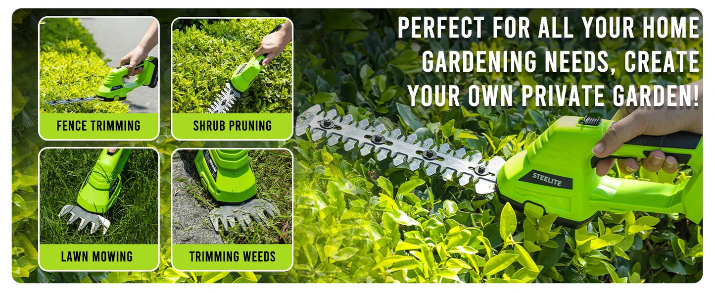 Deli Cordless Hedge Trimmer With 21V Battery And Charger