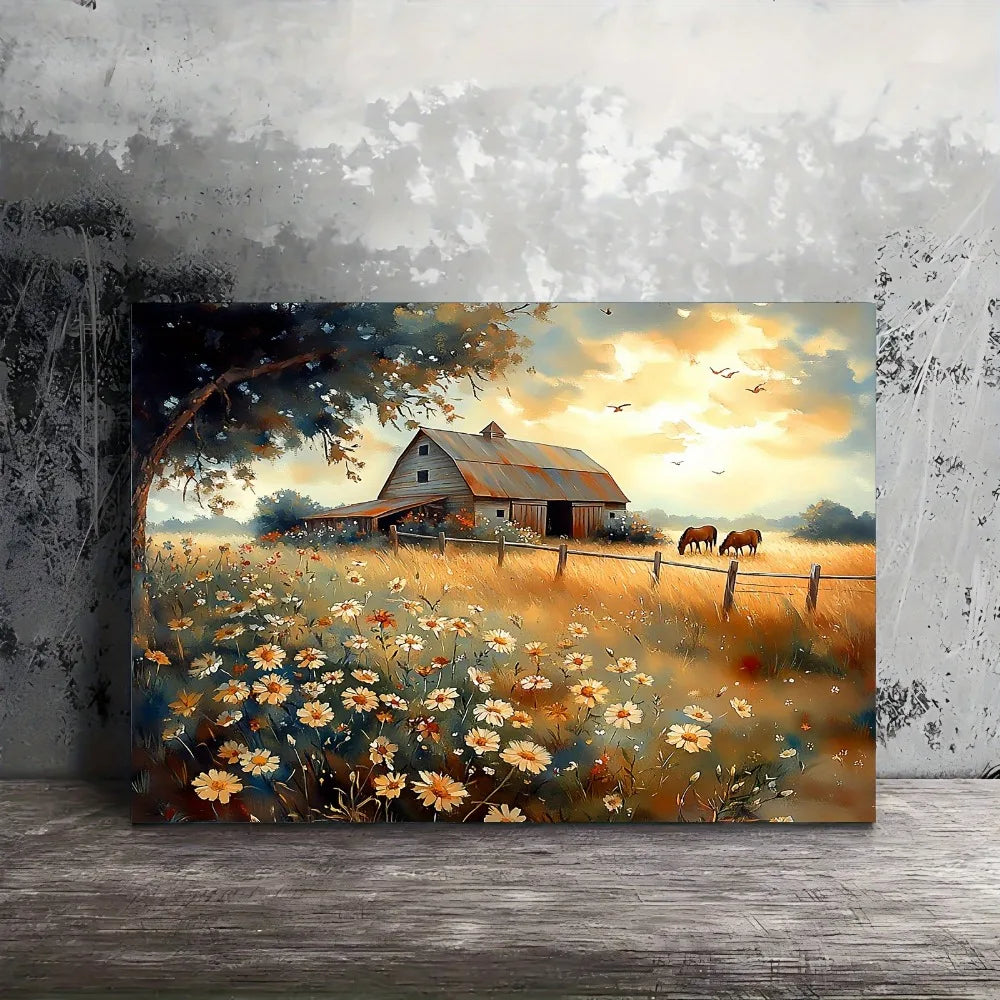 Quiet Farmhouse Landscape Painting For Living Room Bedroom Office Decor