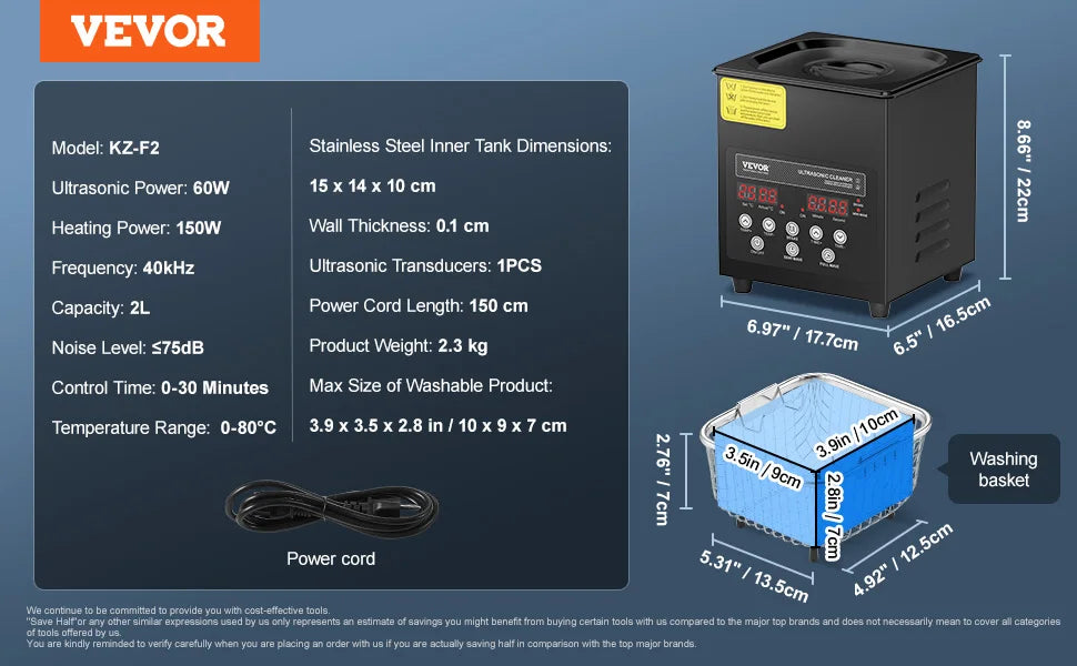 SucceBuy Ultrasonic Cleaner For Dishes And Home Appliances With Timer