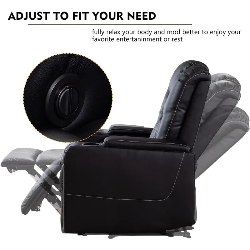 CANMOV Electric Power Recliner Chair With USB Ports And Cup Holders Leather
