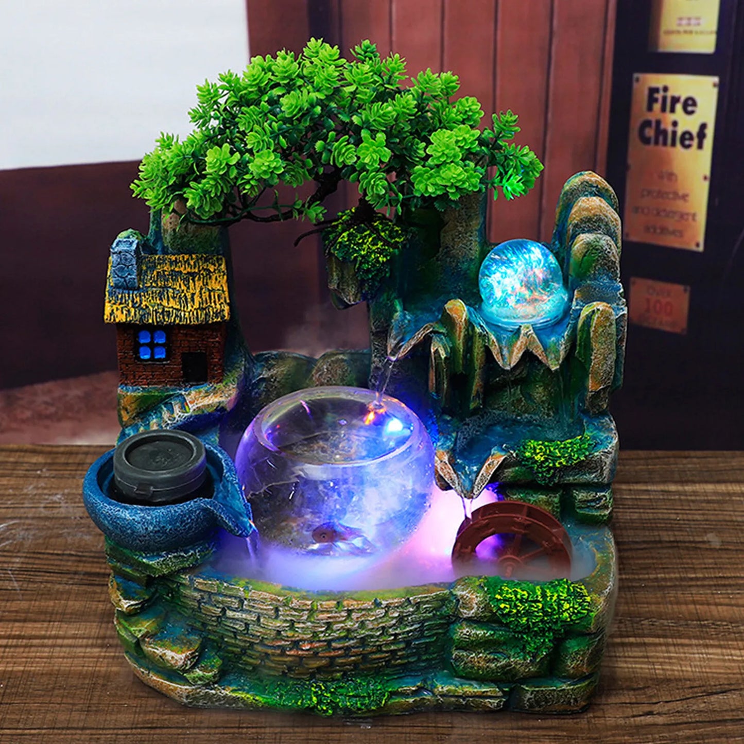 Desktop Fountain Waterfall Indoor Decor Rockeries Crafts Ornaments