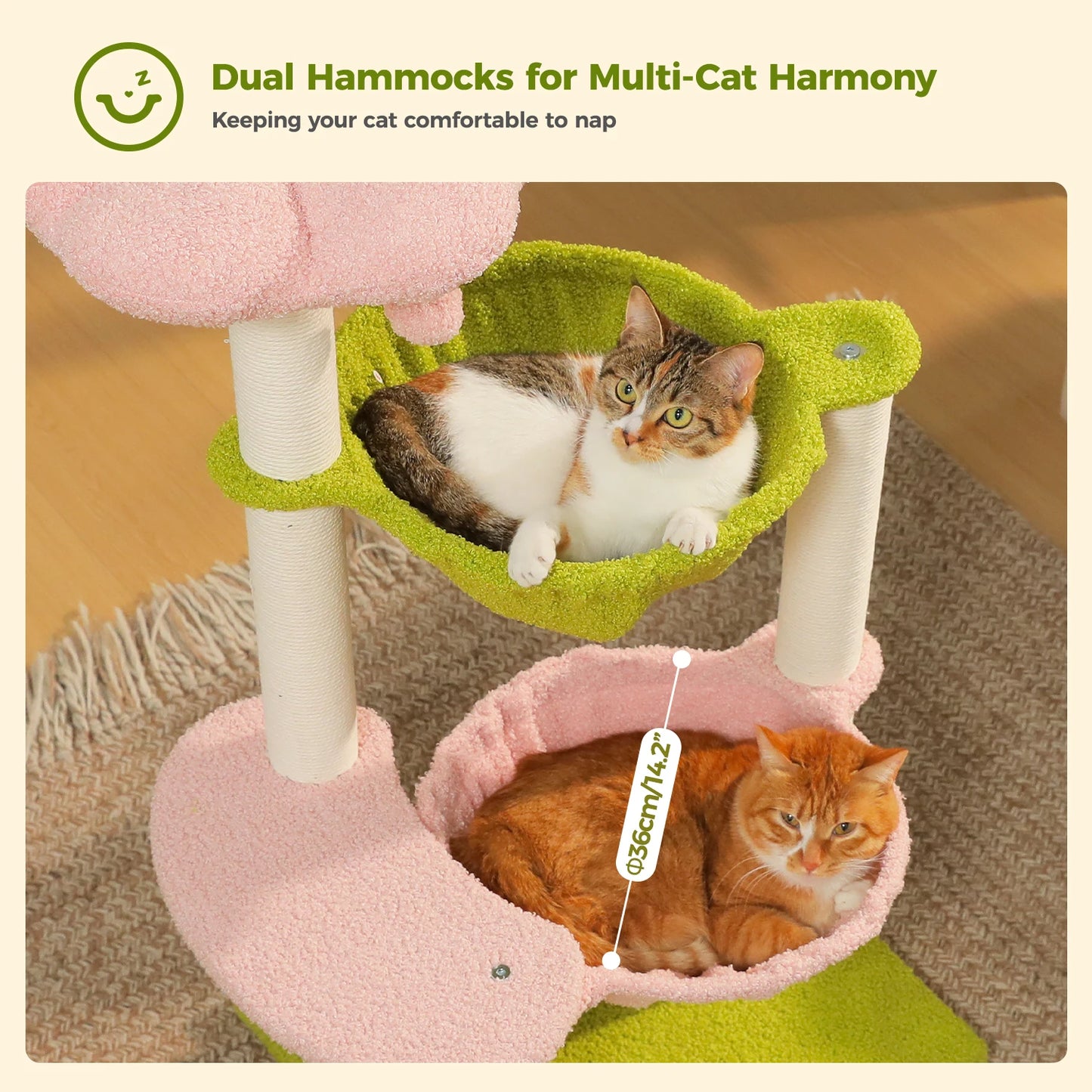 PAWZ Road Flower Cat Tree With Hammocks For Indoor Cats