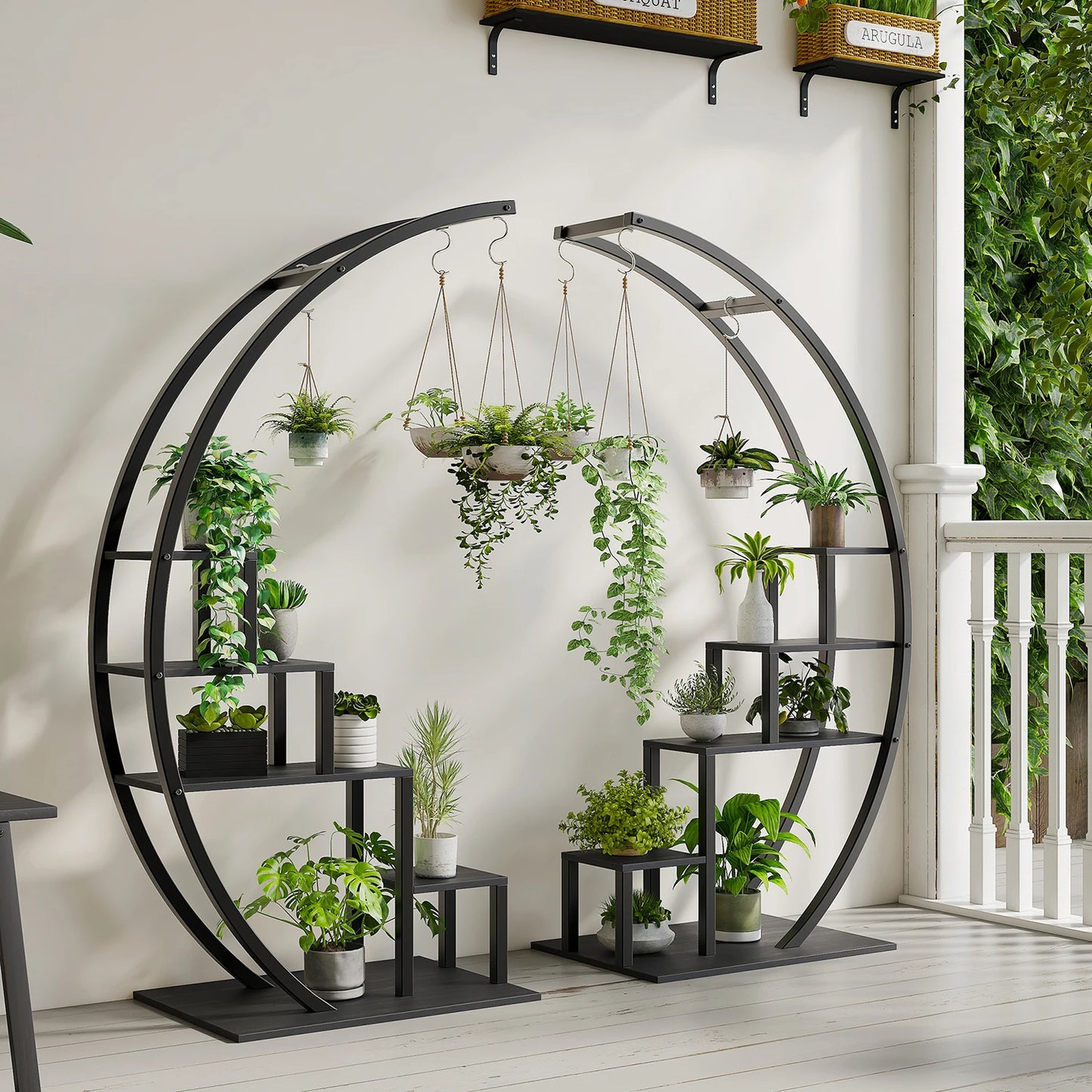 Twister.CK 5 Tier Indoor Plant Stand Half Moon Shelf Rack 2 Pack