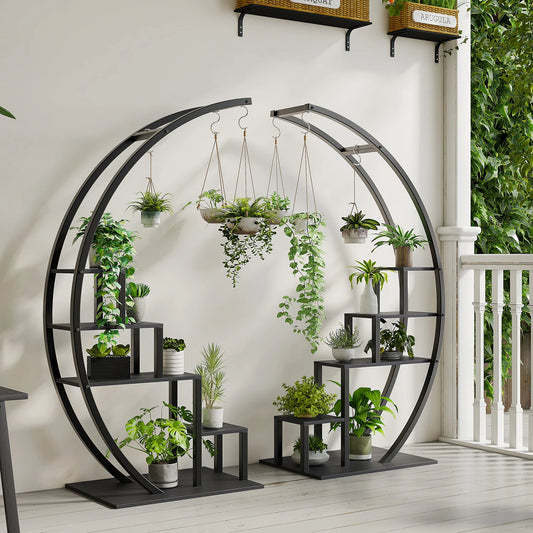 Twister.CK 5 Tier Indoor Plant Stand Half Moon Shelf Rack 2 Pack