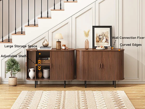ONBRILL Modern Sideboard Buffet Cabinet With Sliding Doors And Shelves