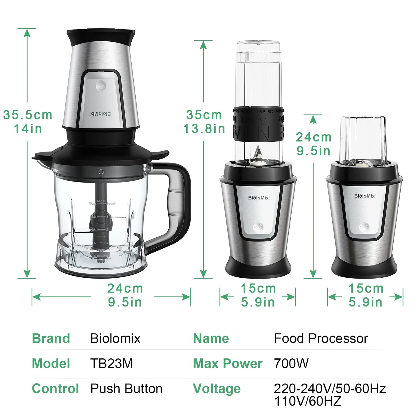 Biolomix Three In One Multifunction Food Processor 700W