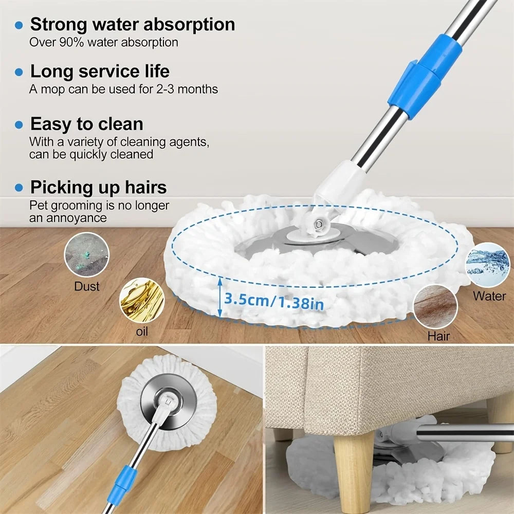 AEHOME Mop Bucket With Wringer Kit 360 Degree Swivel Mop And 3 Replacement Heads
