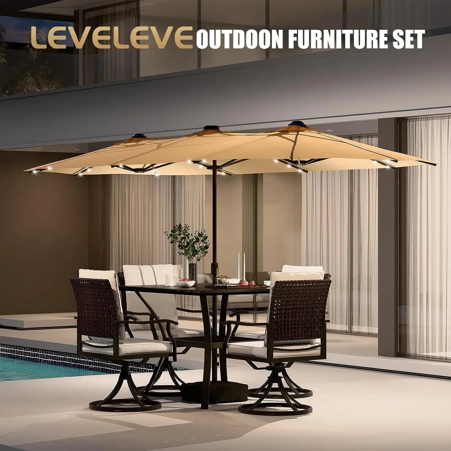 Patio Umbrella With Base Double-Sided Outdoor Shelter