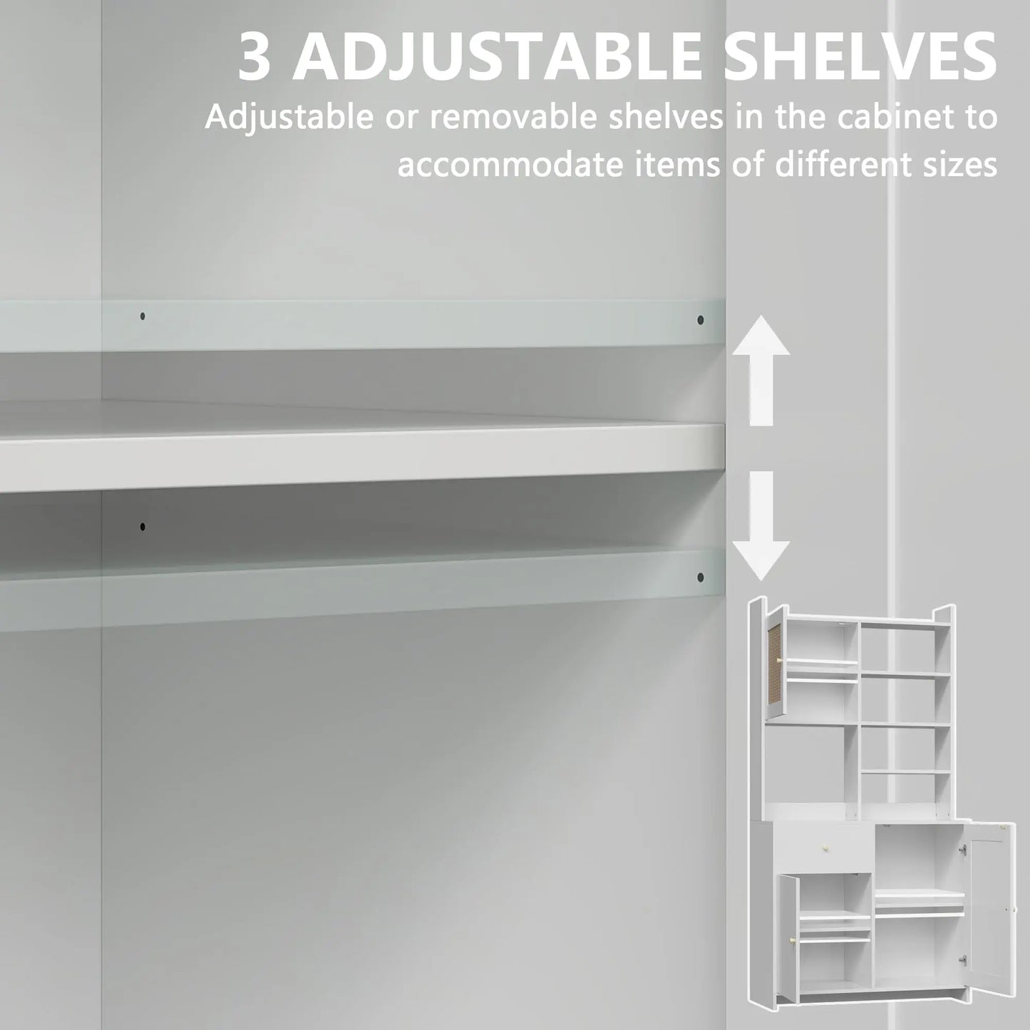 71in Kitchen Pantry Cabinet With Microwave Stand Adjustable Shelves Tall Storage Cabinet For Dining Room Living Room