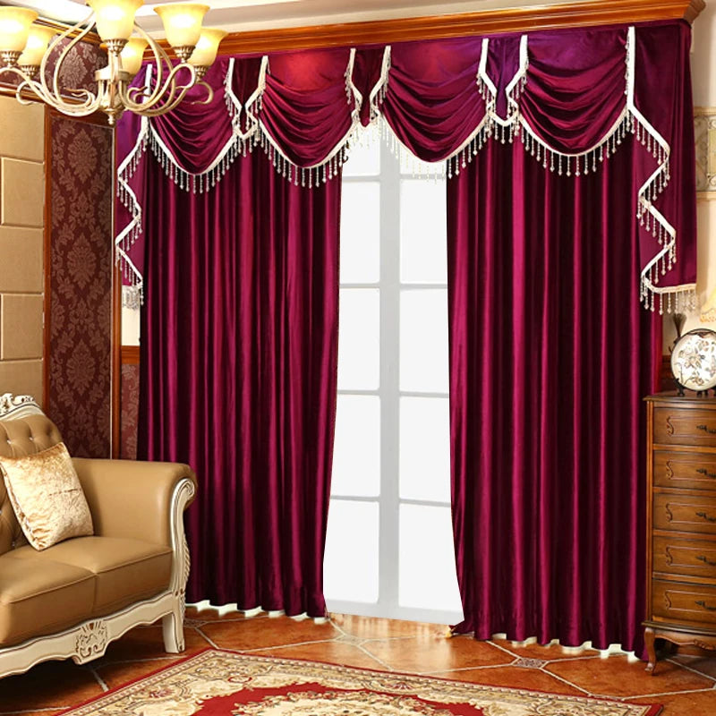 2Pc Flannelette Thickened Blackout Curtain For Living Room