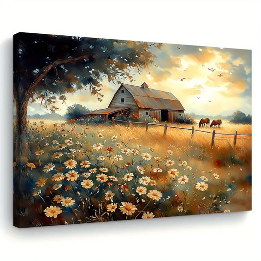 Quiet Farmhouse Landscape Painting For Living Room Bedroom Office Decor