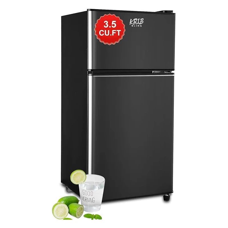 Krib Bling Mini Fridge With Freezer Energy Efficient Dual Doors
