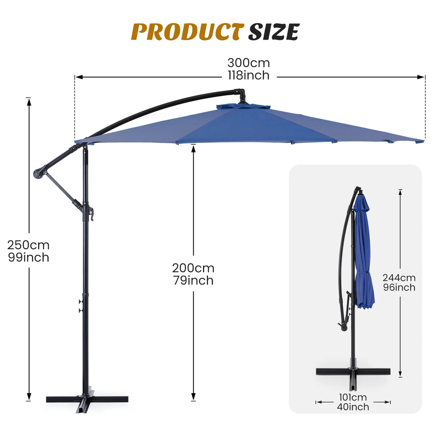 JHK Outdoor Cantilever Patio Umbrella Easy Tilt UV Protection