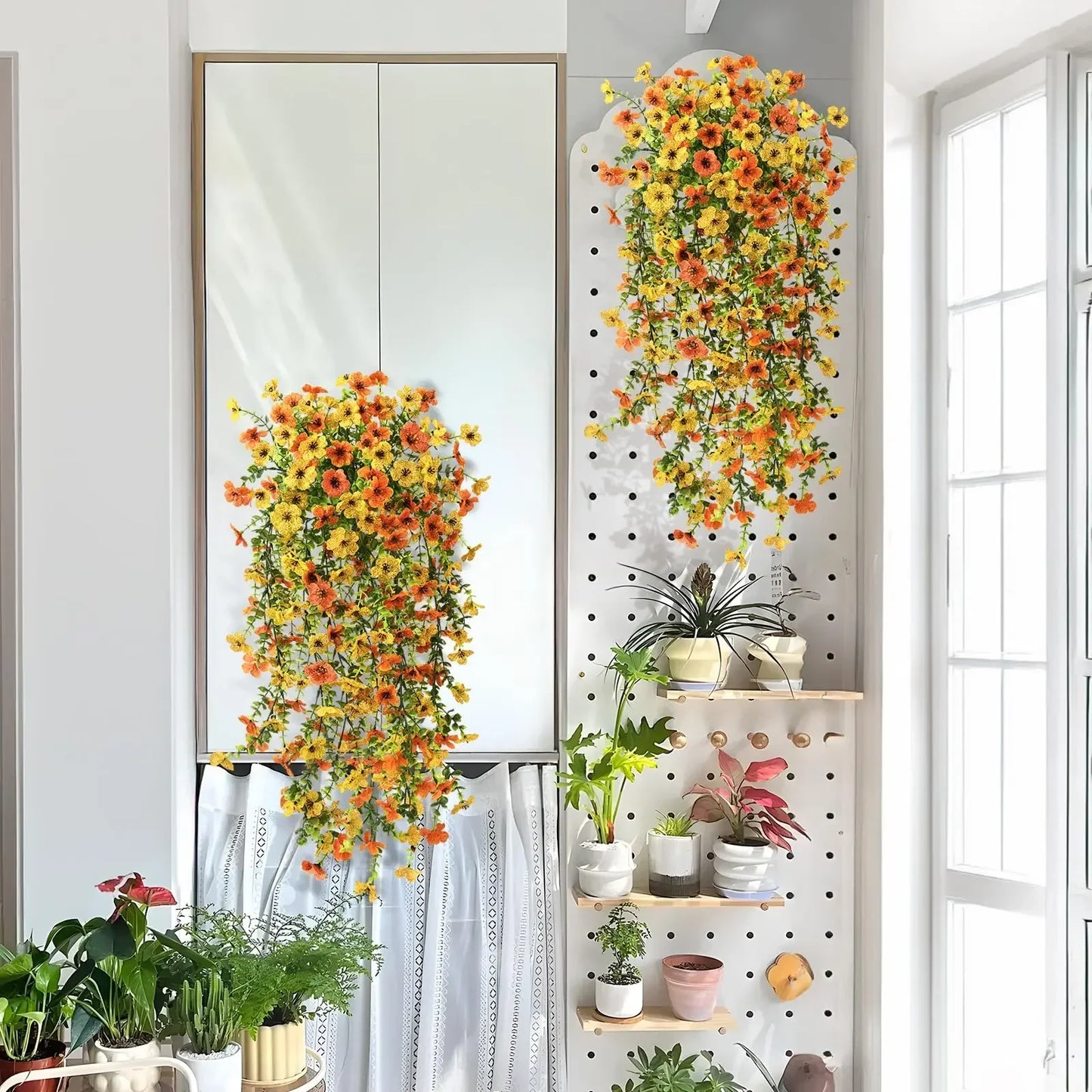 Artificial Daisy Eucalyptus Hanging Garland 2 Pack For Indoor Outdoor Decor