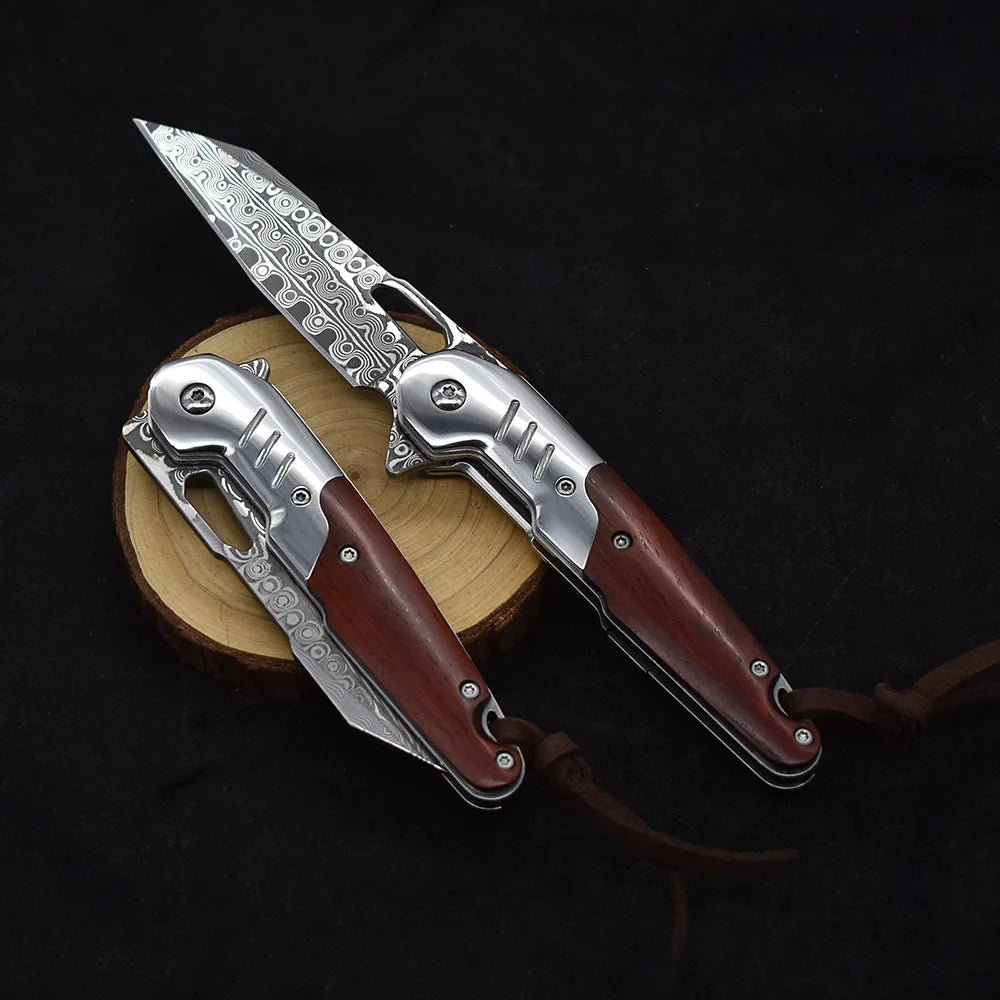 Blackdragon Damascus Steel Folding Knife With G10 Handle