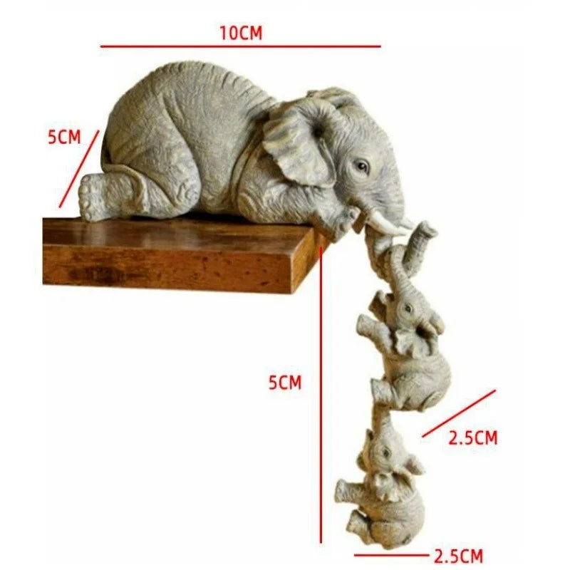Cute Elephant Figurines 3 Piece Set Holding Baby Elephant Resin Home Decor Gift