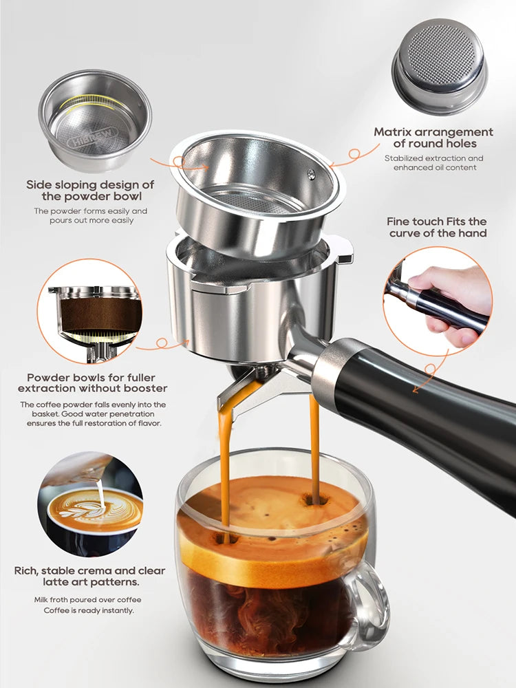 HiBREW 20Bar Semi Automatic Espresso Machine For Home Use