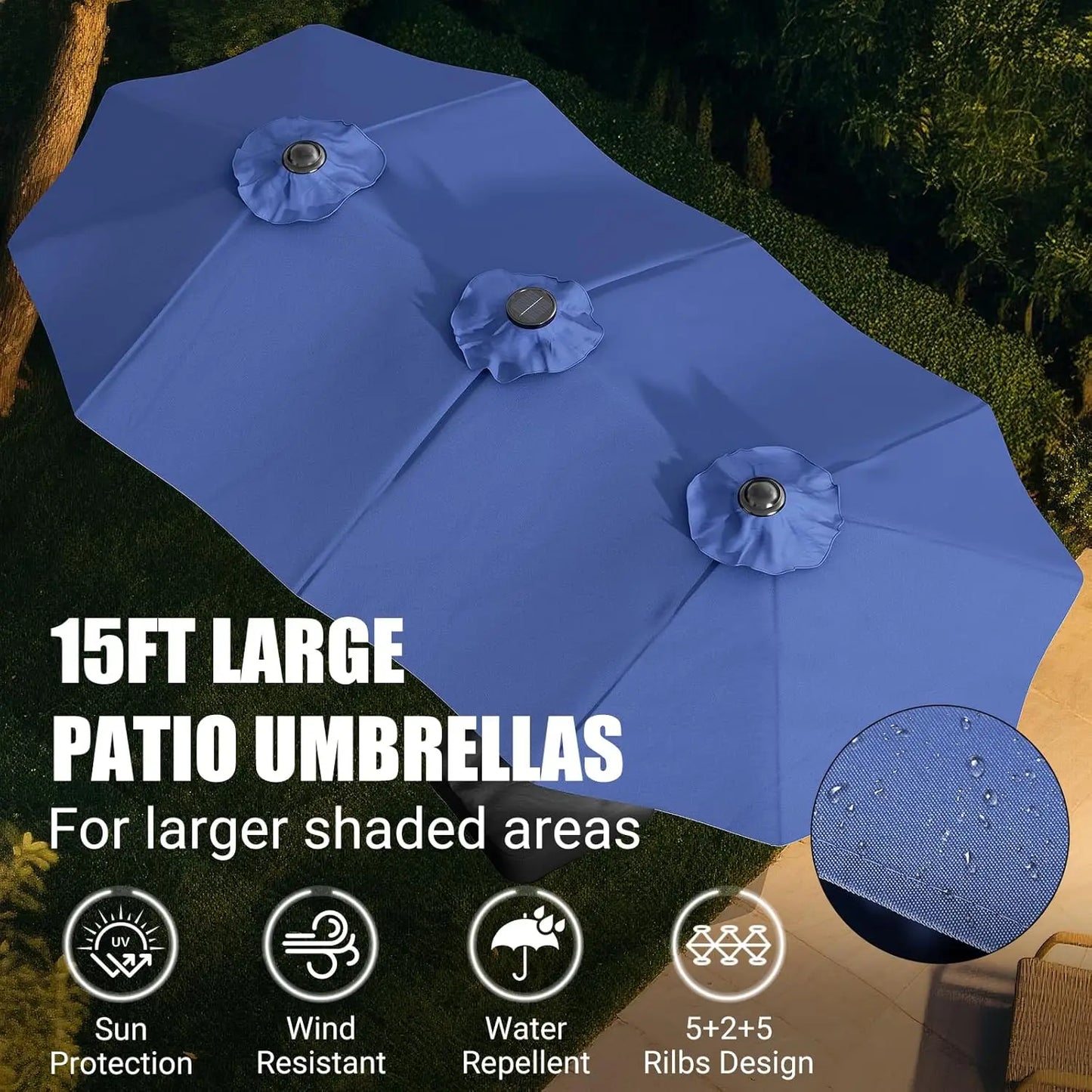 Patio Umbrella With Base Double-Sided Outdoor Shelter