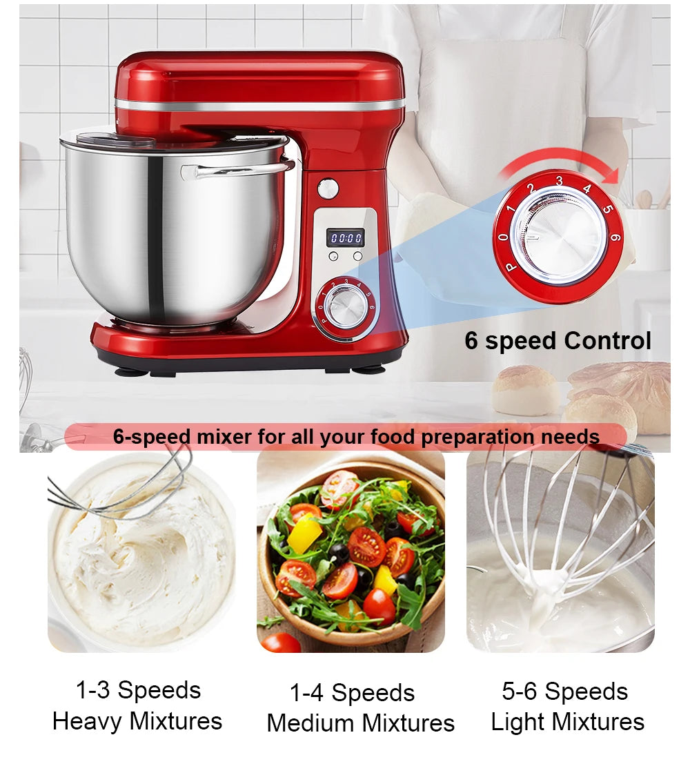 Biolomix BM601 Stand Mixer With 1200W Motor And 6 Speed