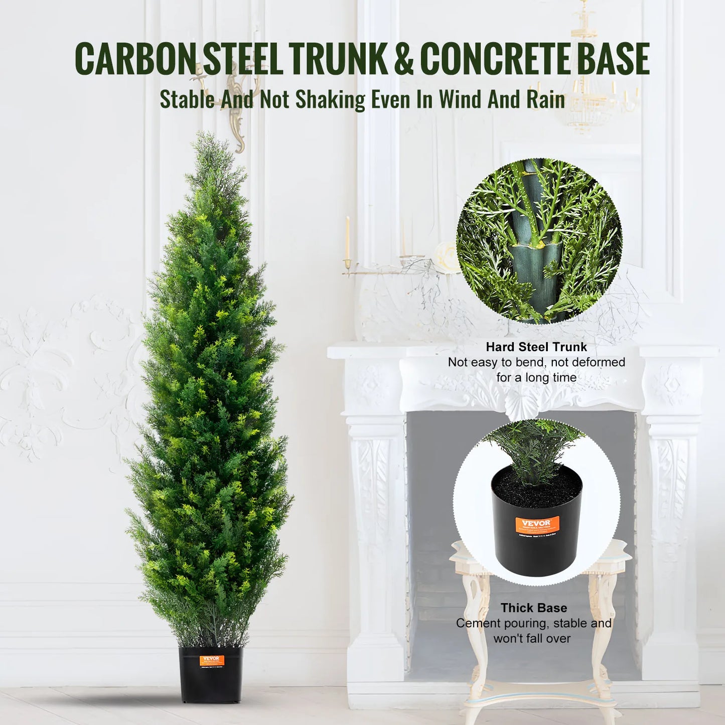 SucceBuy Artificial Cedar Topiary Tree For Outdoor Decor