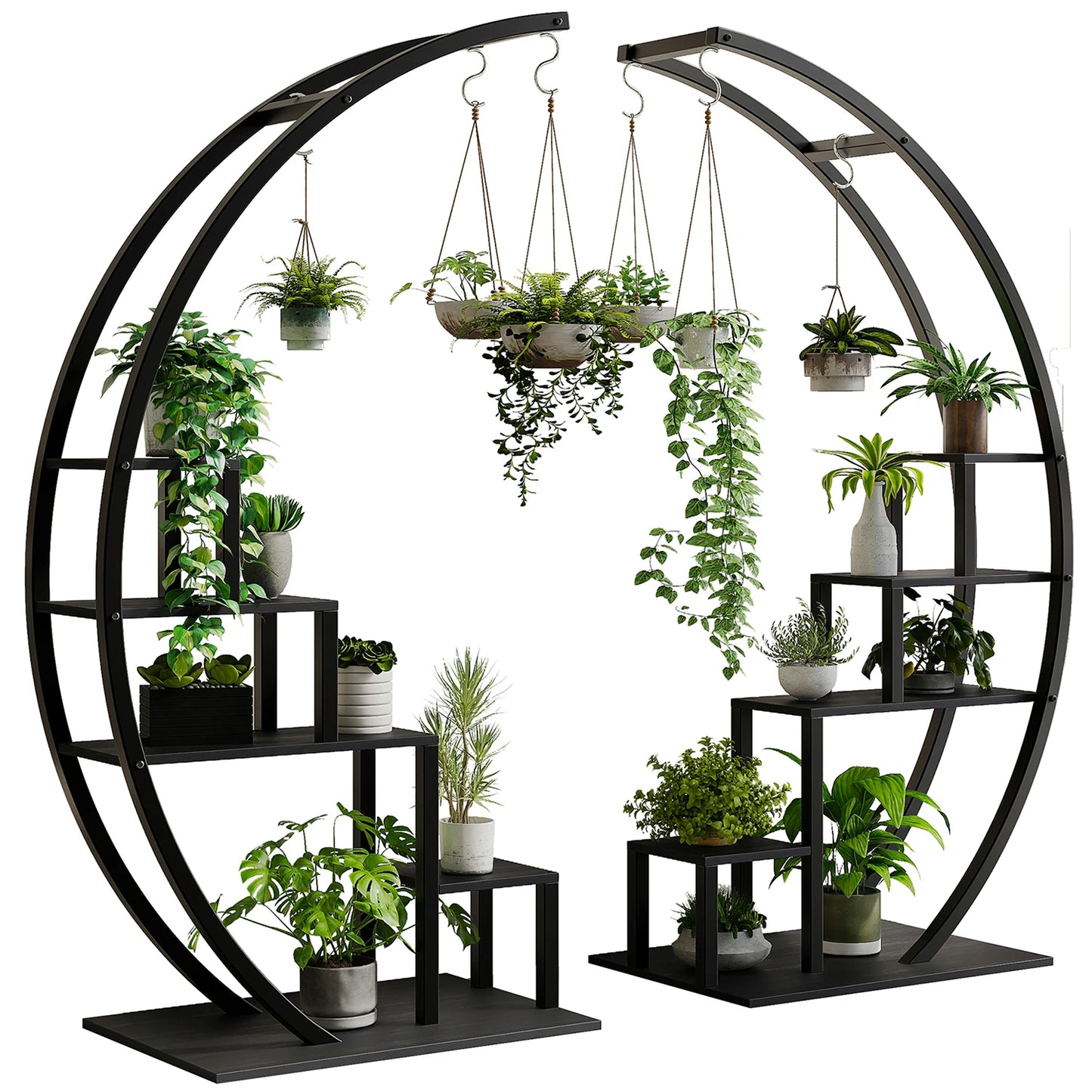 Twister.CK 5 Tier Indoor Plant Stand Half Moon Shelf Rack 2 Pack