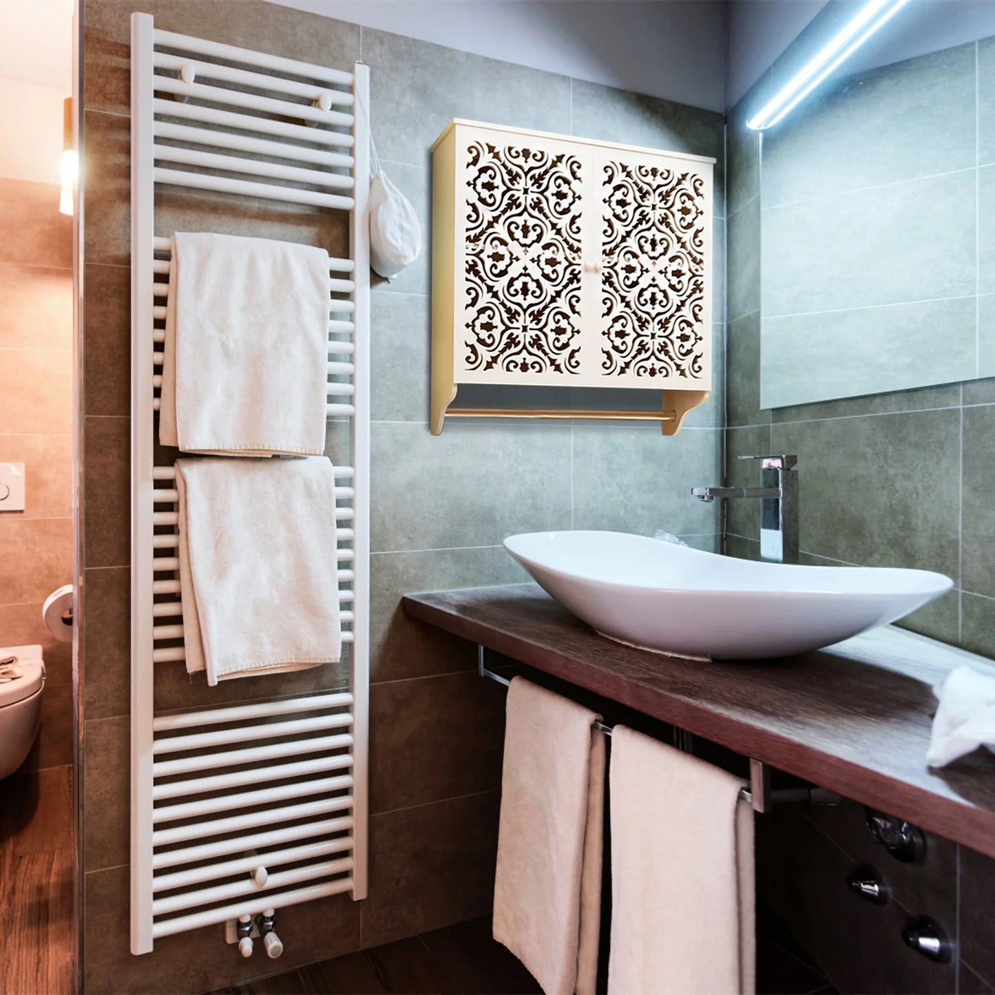 Bathroom Wall Cabinet With Towel Bar Over Toilet Space Saver