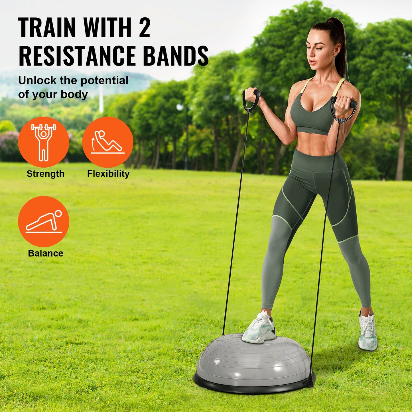 SucceBuy Half Exercise Ball Trainer With Resistance Bands