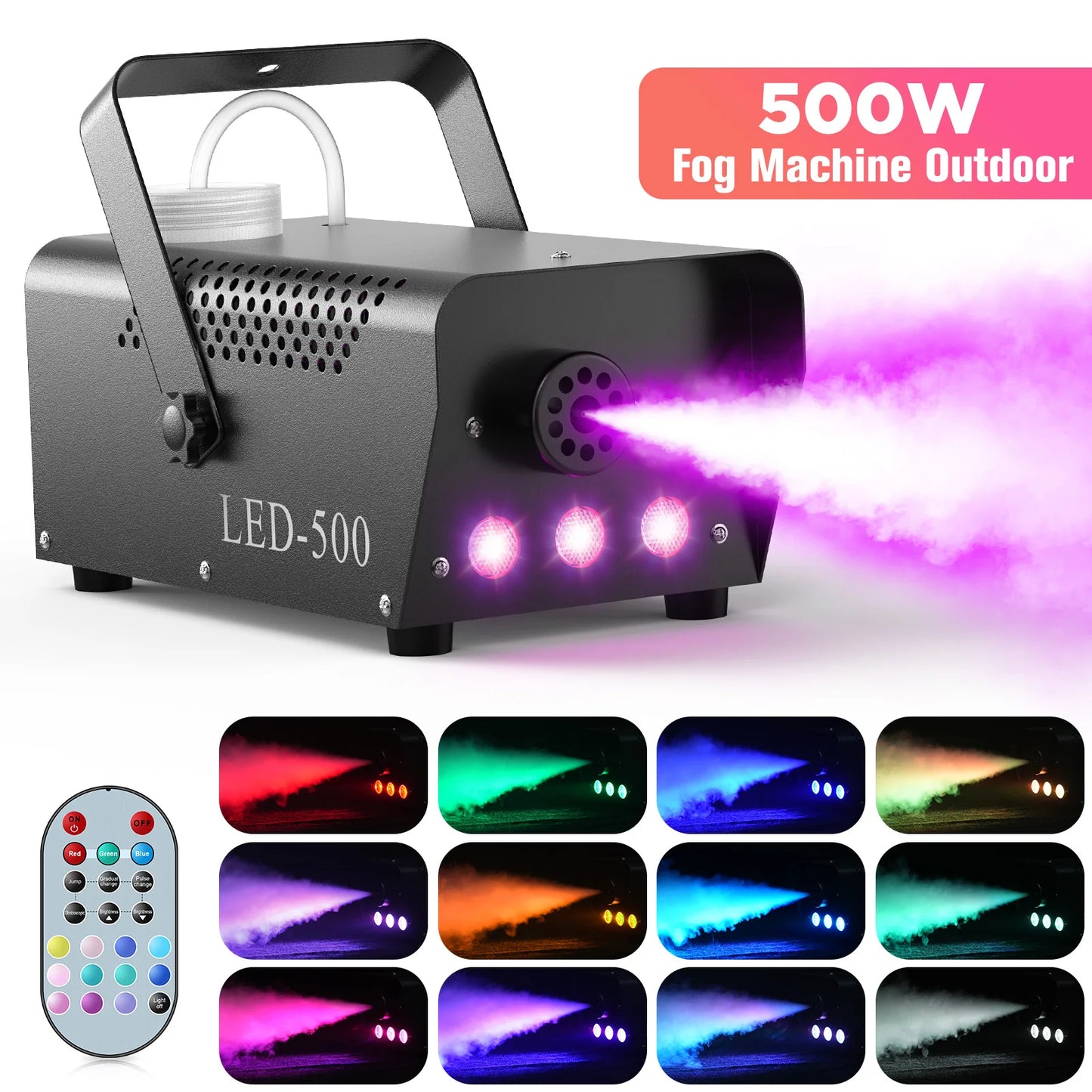 U'King 500W Smoke Machine With RGB Fog Effect Remote Control