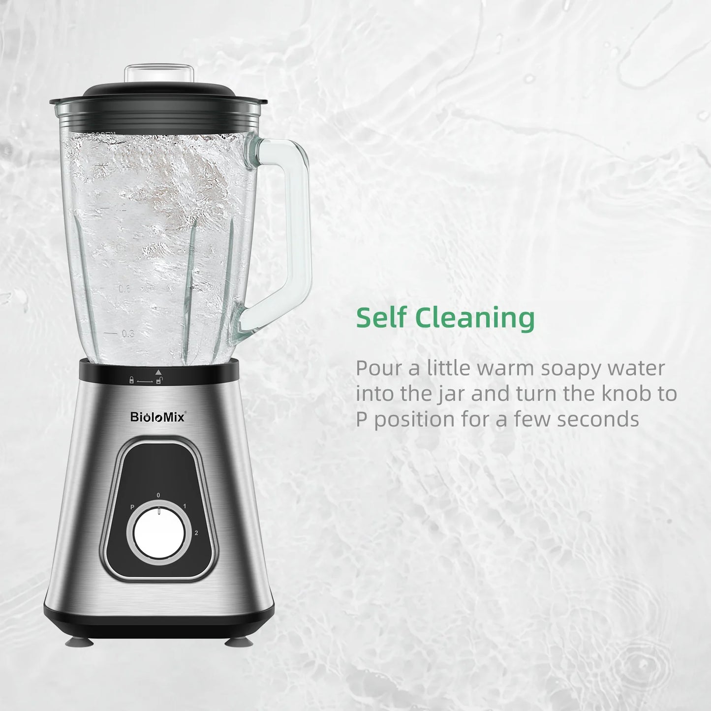 Biolomix 1300W Smoothie Maker With 1.5L Glass Jar Kitchen