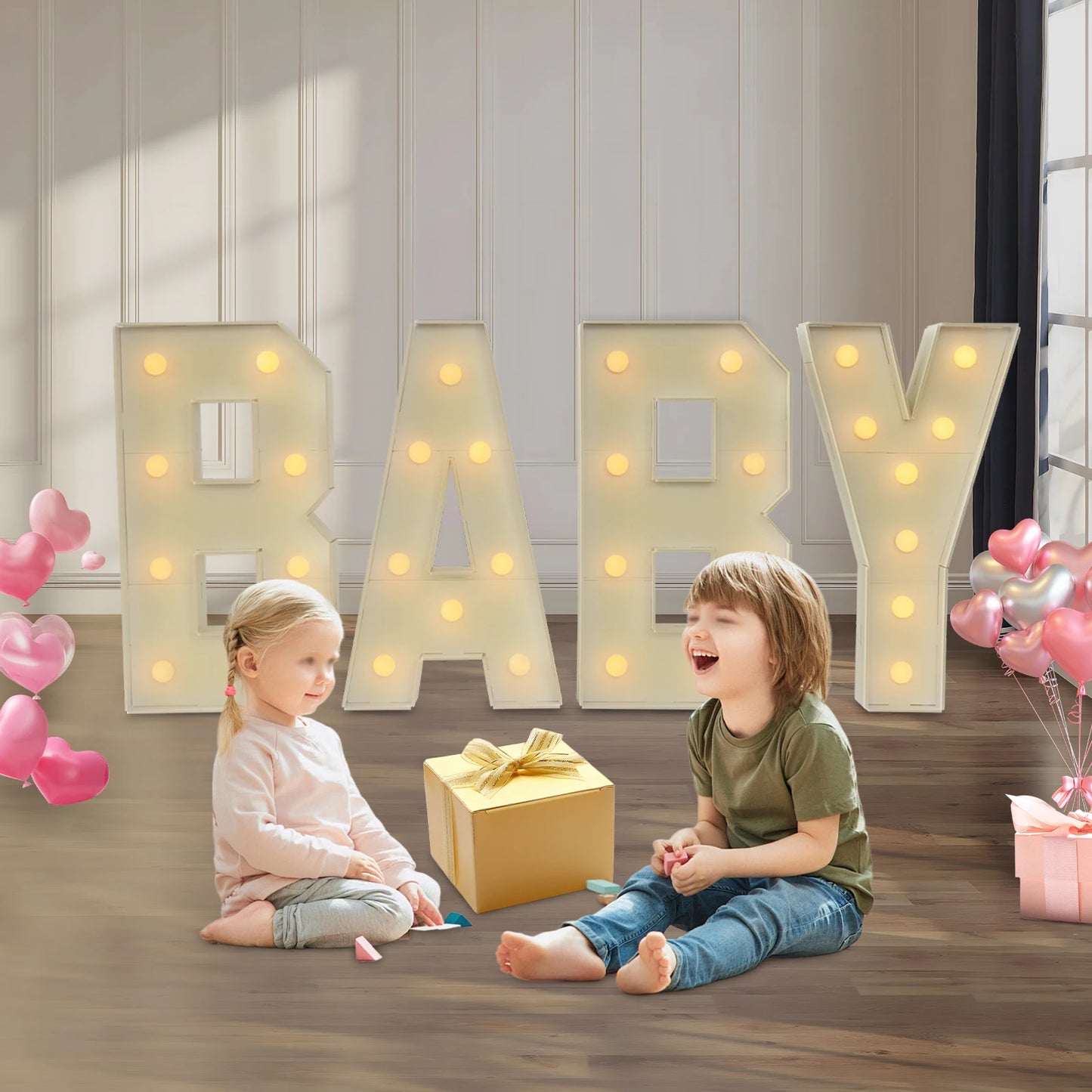 Light Up Letter Lights LED Alphabet Decor For Baby Parties
