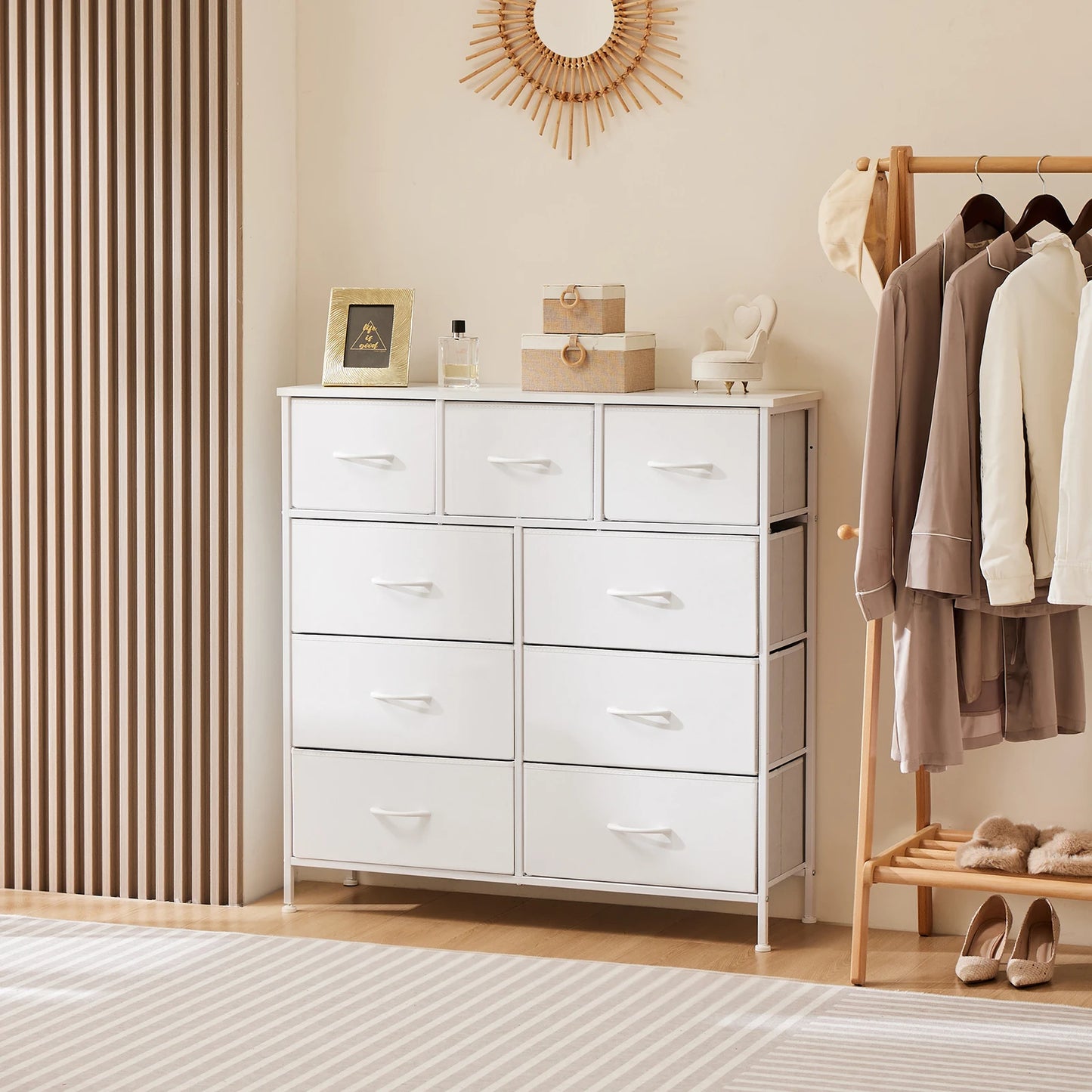 JHK Dresser With Nine Fabric Storage Drawers For Bedroom