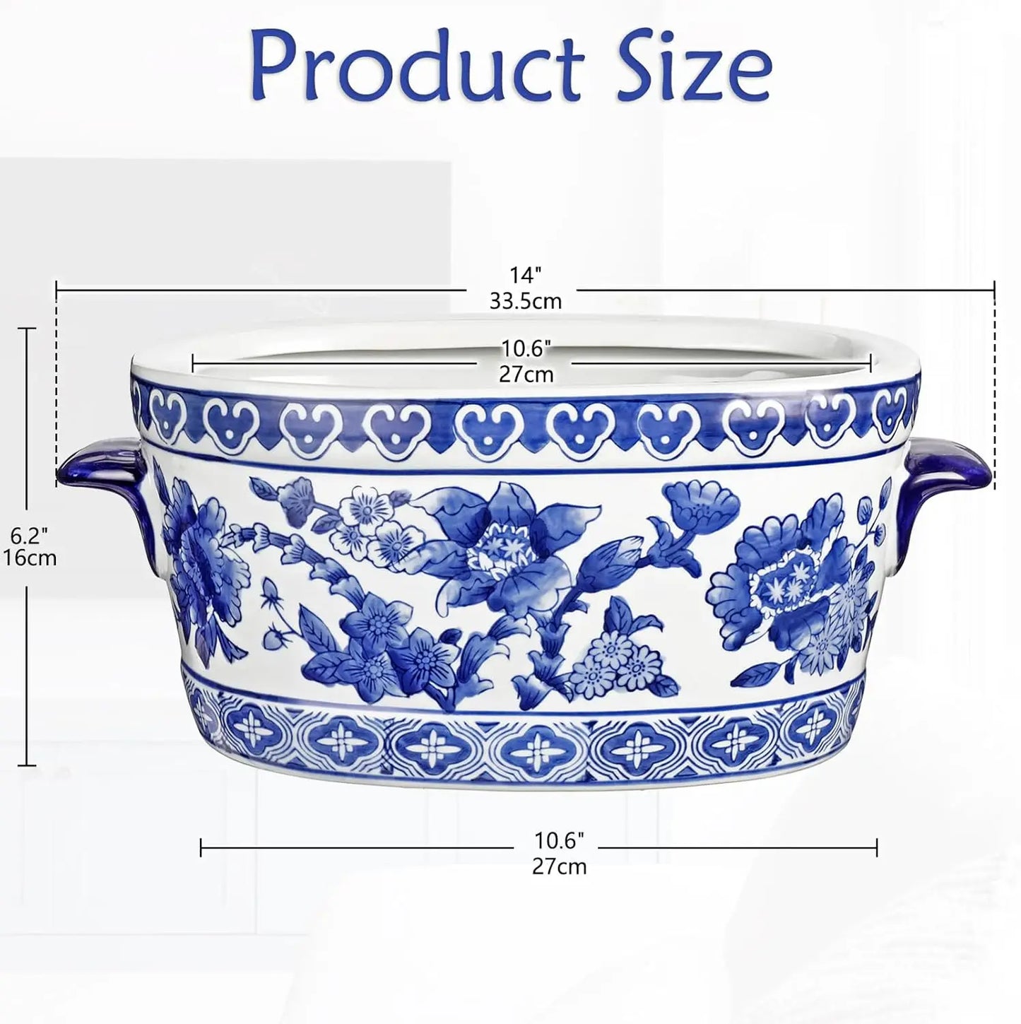 Vintage Floral Ceramic Cachepot Planter For Indoor Plants