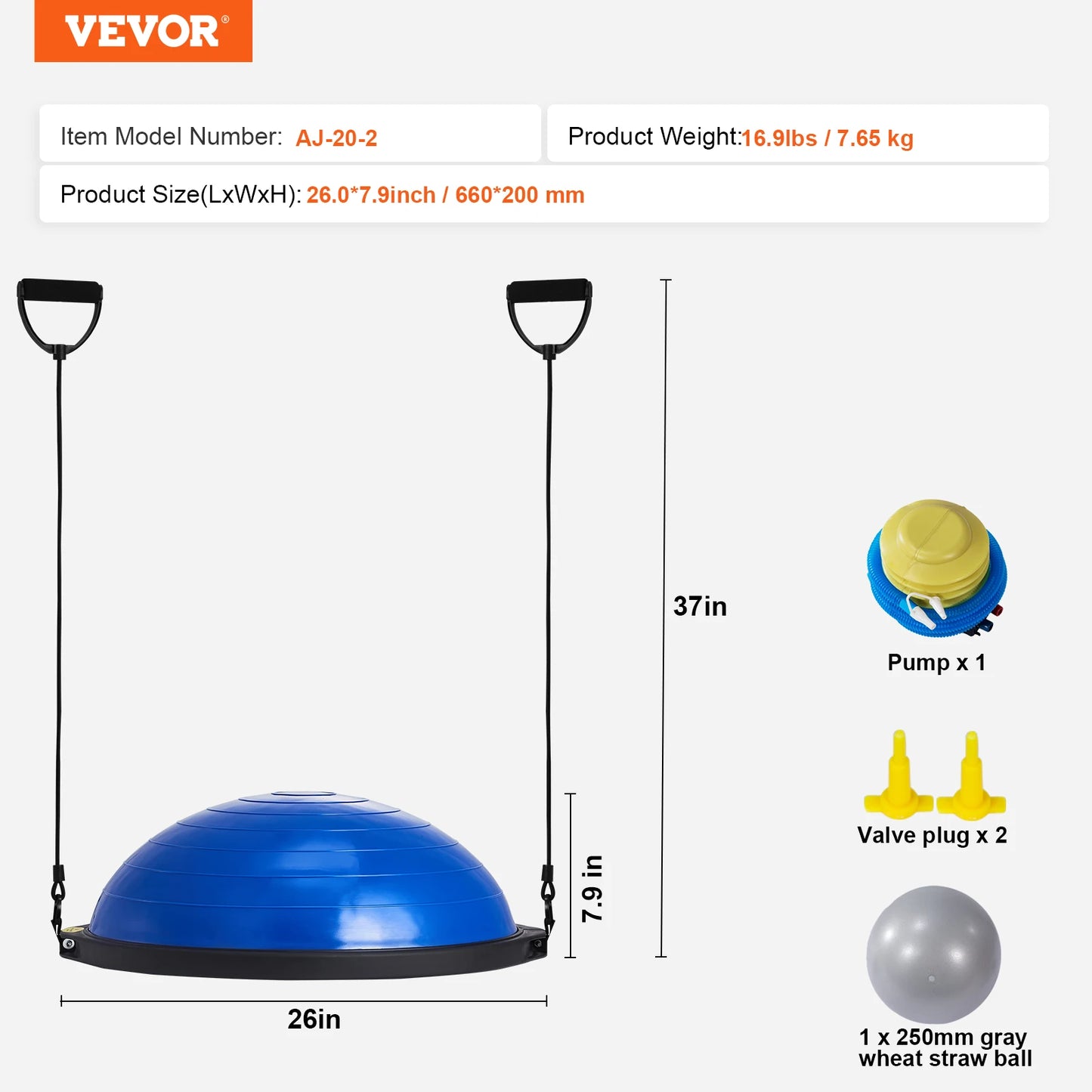SucceBuy Half Exercise Ball Trainer With Resistance Bands