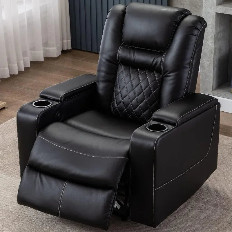 CANMOV Electric Power Recliner Chair With USB Ports And Cup Holders Leather