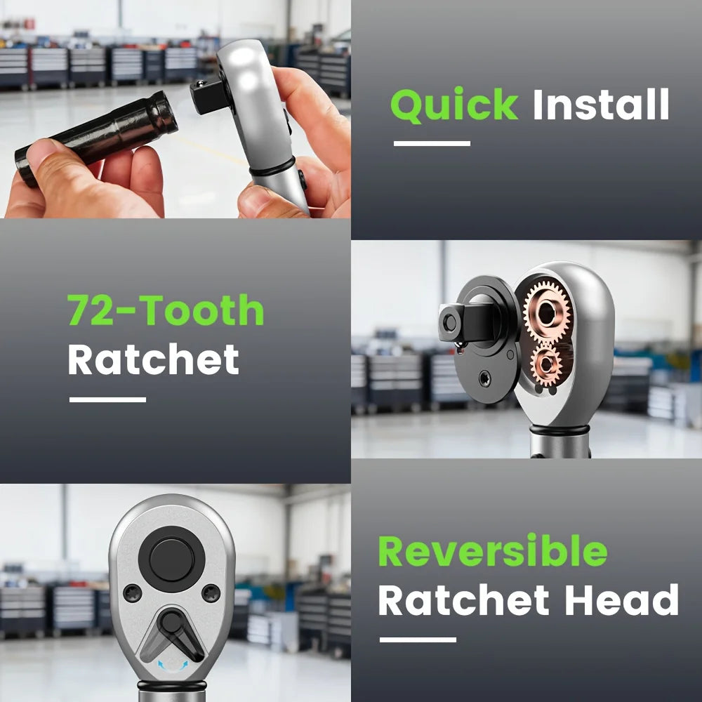 TaskStar 8-In-1 Torque Wrench Kit Dual Scale Ratchet Set