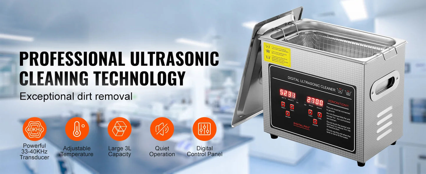 SucceBuy Ultrasonic Cleaner Portable Stainless Steel Home Appliance