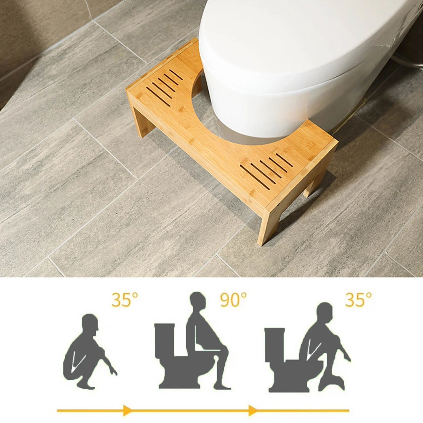 Bamboo Adjustable Toilet Stool Squatty Step For Comfortable Posture
