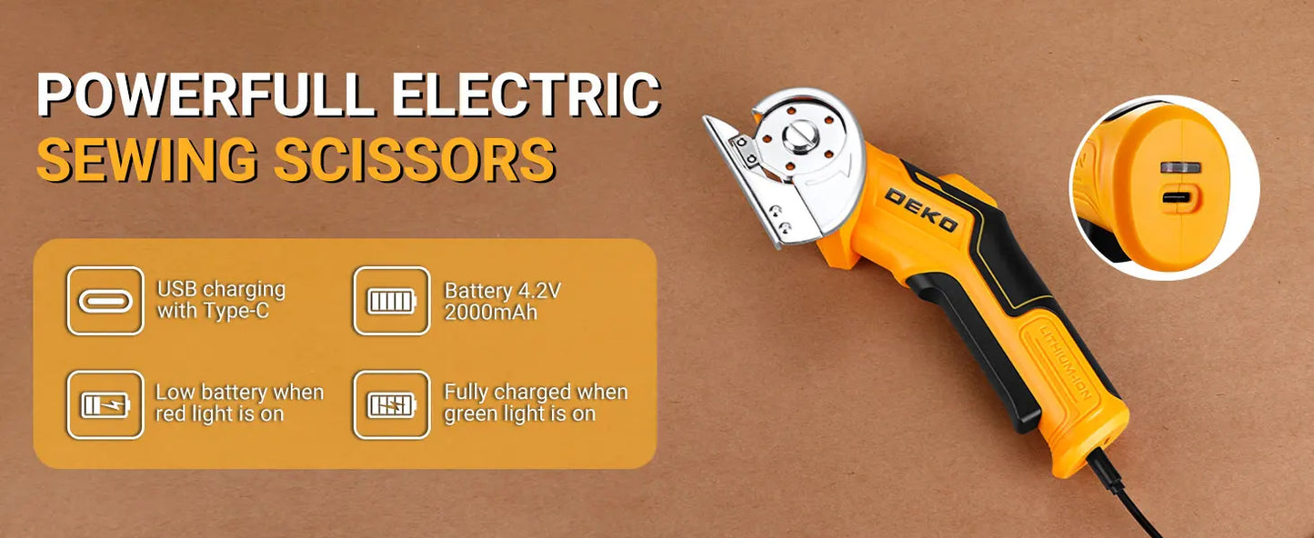 DEKOPRO Electric Sewing Scissors 3.7V Multifunctional Cardboard Cutter