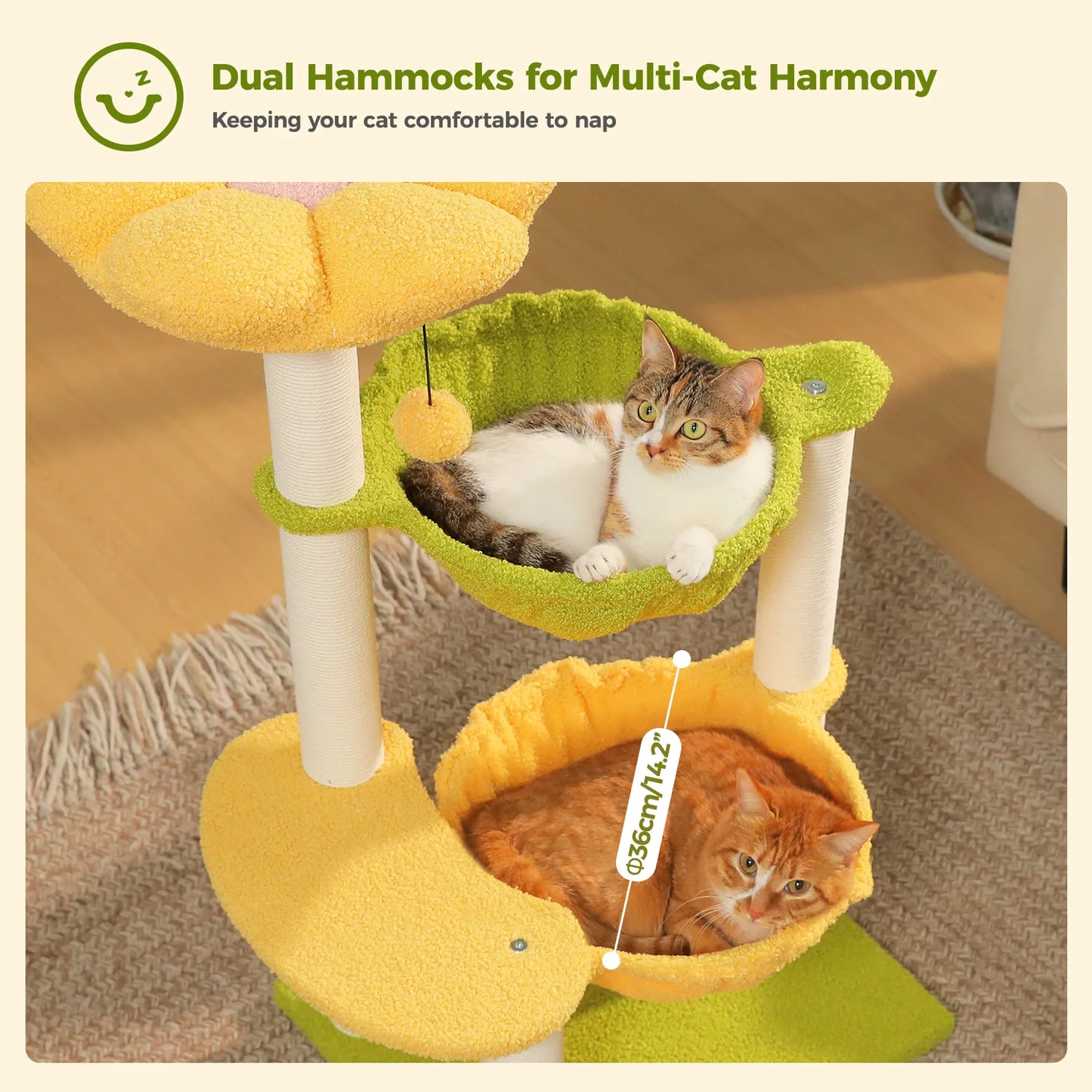 PAWZ Road Flower Cat Tree With Hammocks For Indoor Cats