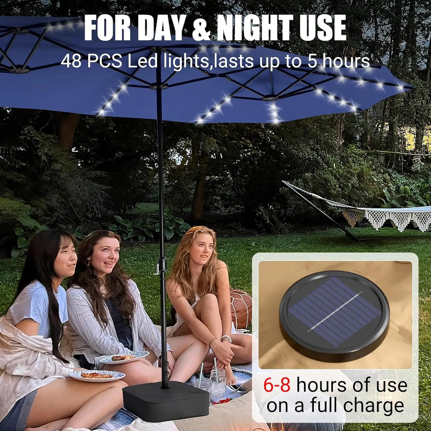 Patio Umbrella With Base Double-Sided Outdoor Shelter