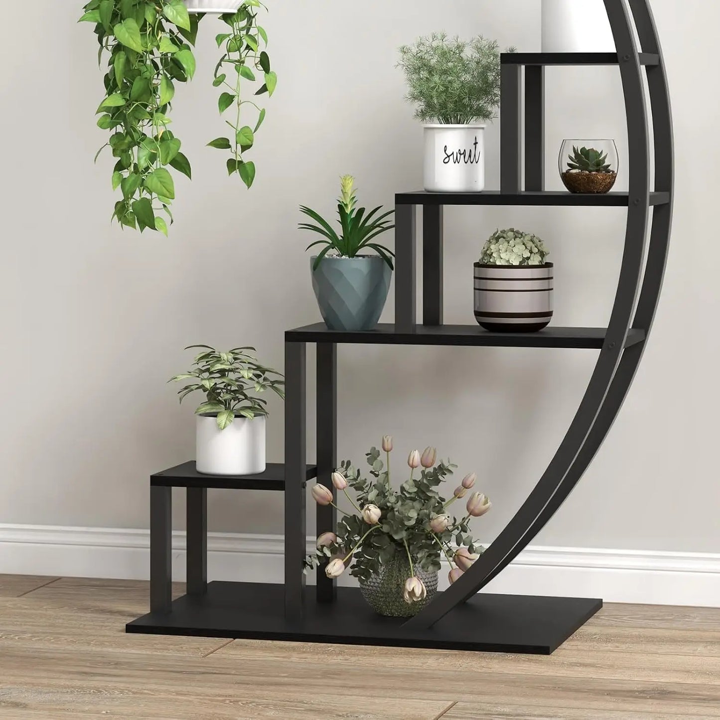 Twister.CK 5 Tier Indoor Plant Stand Half Moon Shelf Rack 2 Pack