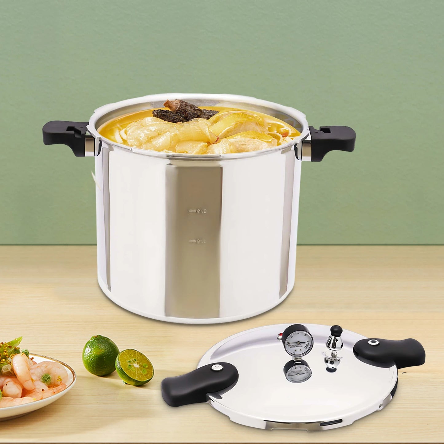 Bymaocar Aluminium Pressure Canner With Gauge And Valve