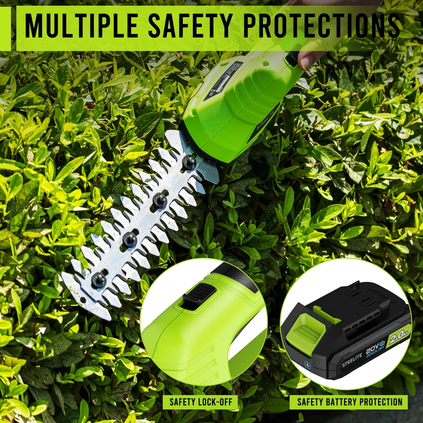 Deli Cordless Hedge Trimmer With 21V Battery And Charger