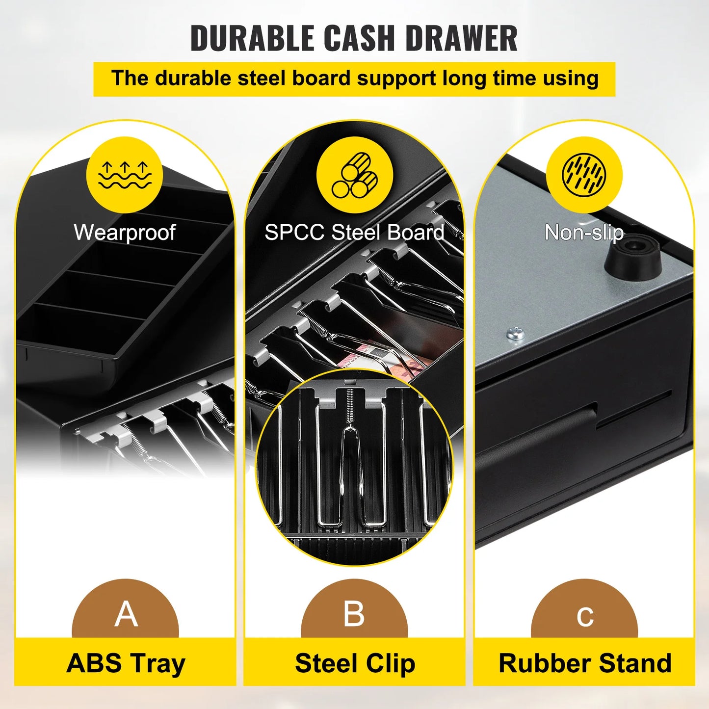 SucceBuy 12V Cash Register Drawer With Removable Coin Tray