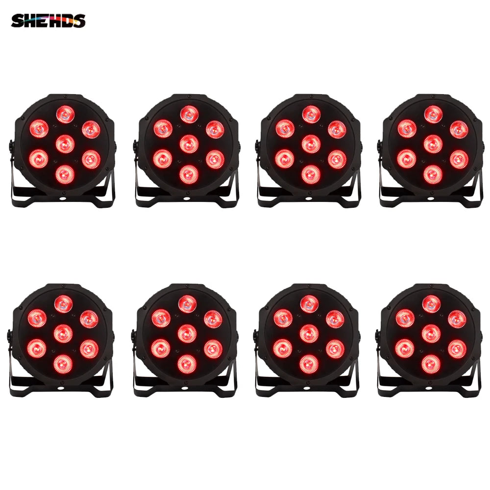 SHEHDS 8pcs Flat LED Par Stage Lights RGBW UV DMX Controller DJ Club