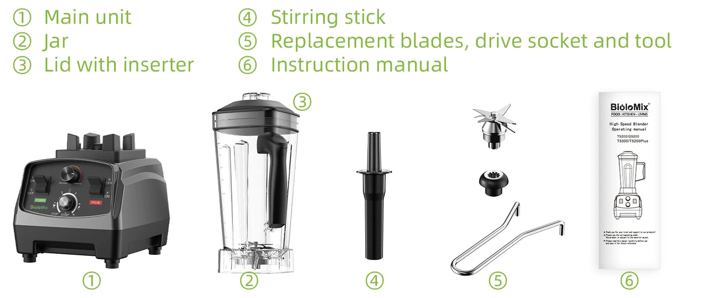 Biolomix 3HP Heavy Duty Blender Juicer Processor 2200W