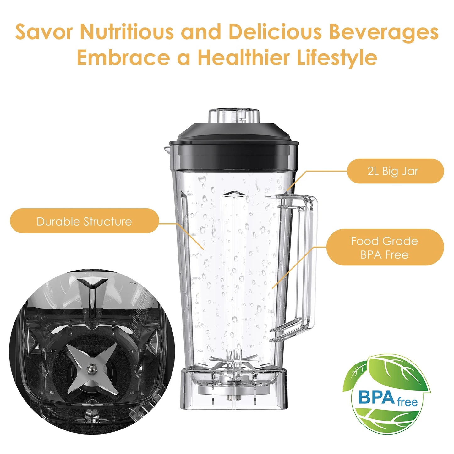 Biolomix Heavy Duty Blender Juicer Mixer Food Processor 3HP 2200W