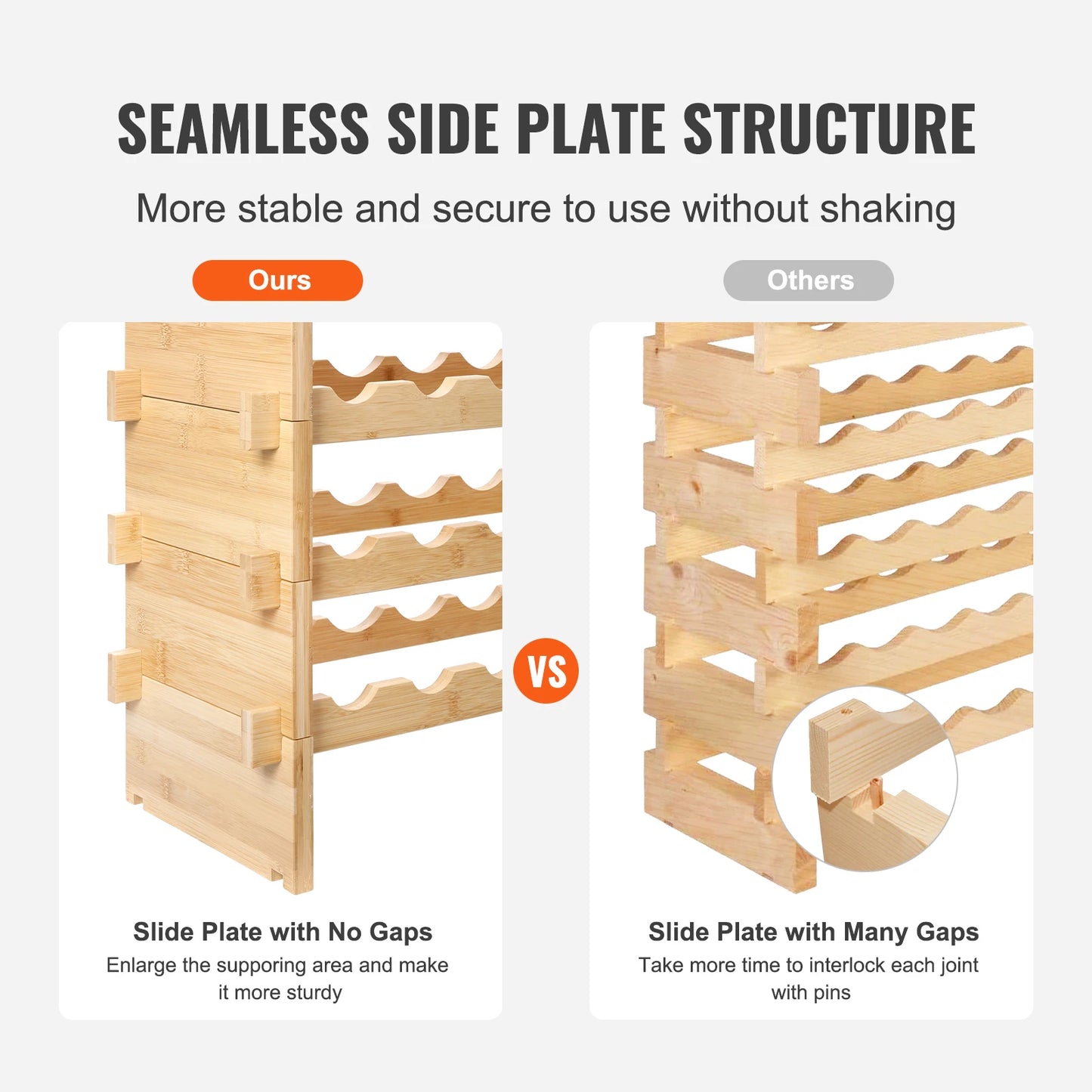 SucceBuy 8 Tier Bamboo Stackable Wine Rack Free Standing