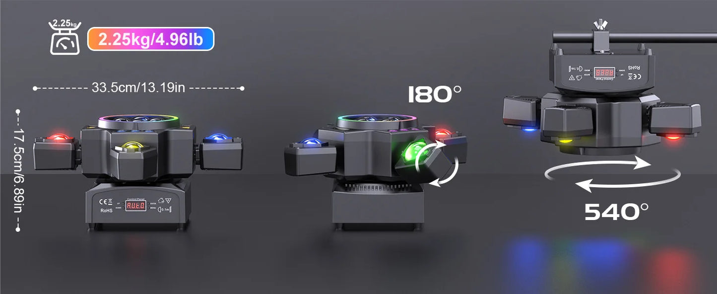 Rudderstar 120W RGBW Moving Head Light With Beam Effects